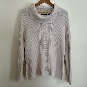 Jeanne Pierre 100% Cotton Light Cream Beige Cable Knit Sweater Top M L